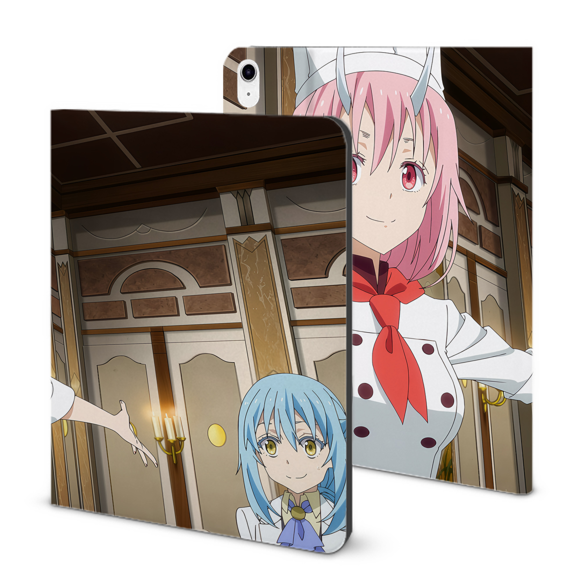 （画像用） 転スラ Regarding Reincarnated to Slime IPad ケース ブック型 PUレザー TPU 耐衝撃 軽量 薄型 ペン収納なし 全面保護 IPad 各モデル対応
